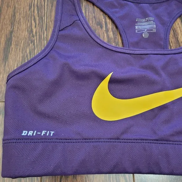 Nike Dri-Fit Racerback Sports Bra Top Athletic Running Purple Fitted Stretch S - Picture 2 of 7